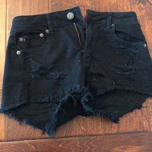 Black destructed shorts